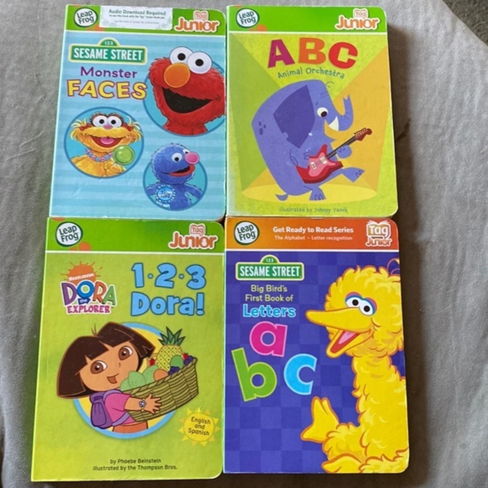 LeapFrog Tag Junior Books Lot 4 Sesame Street Dora ABC LeapReader Jr